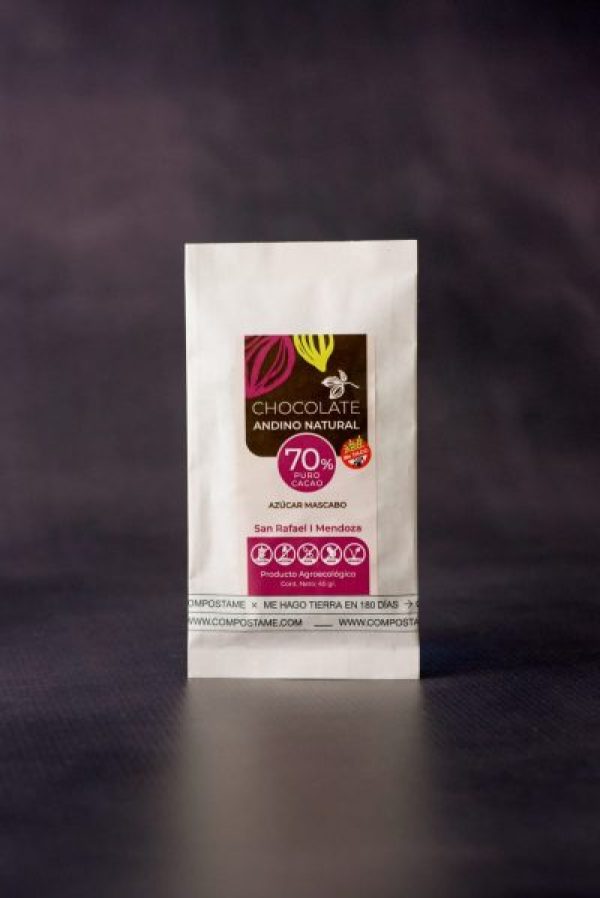 Cacao Orgánico 70% con Mascabo x 50gr - Andino Natural