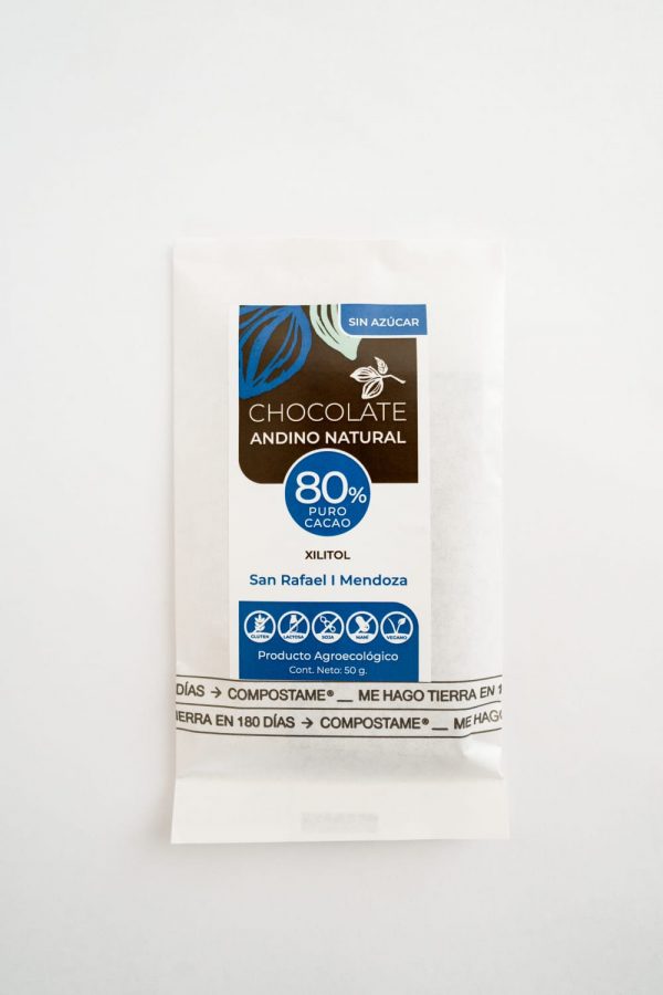 Cacao Orgánico 80% con Xilitol x 50gr - Andino Natural